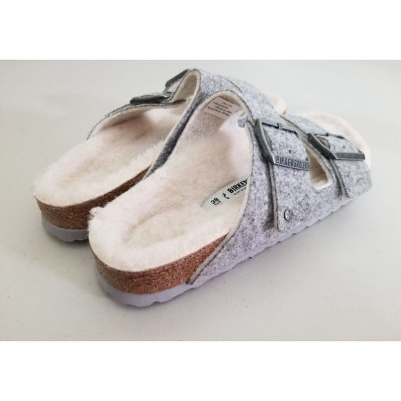 Birkenstock Arizona Wool Felt Light Gray Size 38 Narrow New - Picture 3 of 5